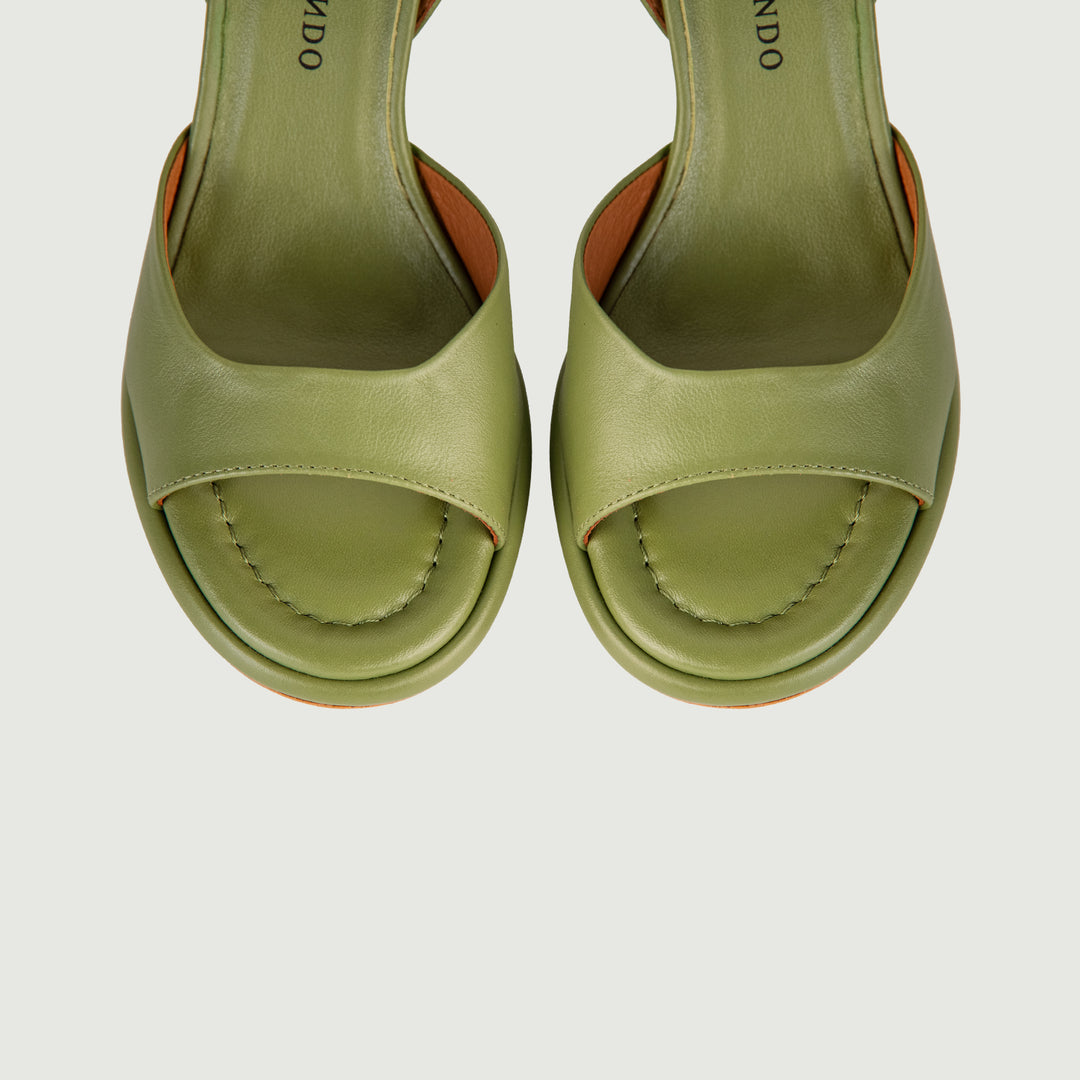SANDALO IN PELLE VERDE CON TACCO A ROCCHETTO 24099/467A VERDE ANDREA MORANDO 