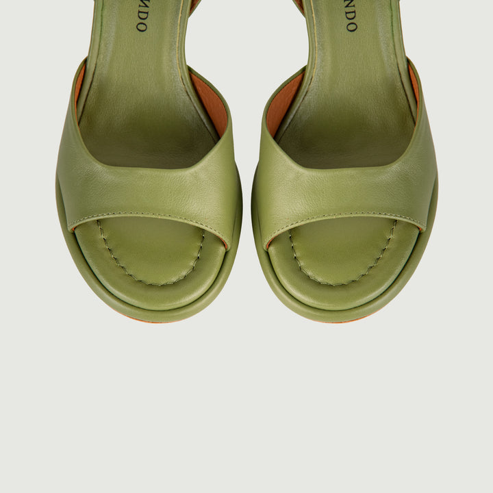 SANDALO IN PELLE VERDE CON TACCO A ROCCHETTO 24099/467A VERDE ANDREA MORANDO 