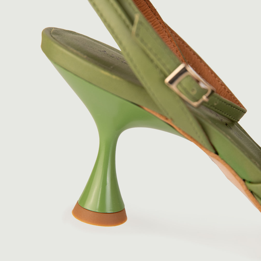 SANDALO IN PELLE VERDE CON TACCO A ROCCHETTO 24099/467A VERDE ANDREA MORANDO 