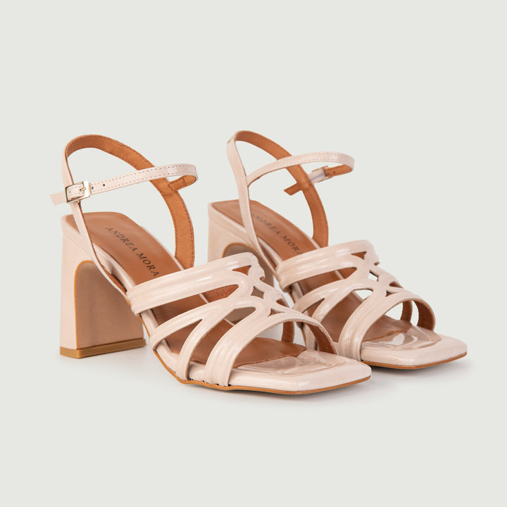 SANDALI CON TACCO IN VERNICE CIPRIA 24117/526H BIANCO ANDREA MORANDO 