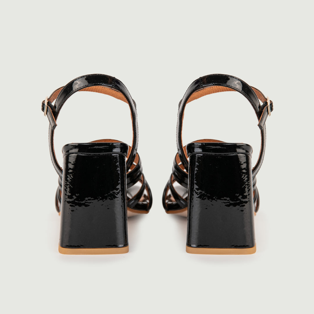 SANDALI CON TACCO IN VERNICE NERA 24117/526H NERO ANDREA MORANDO 