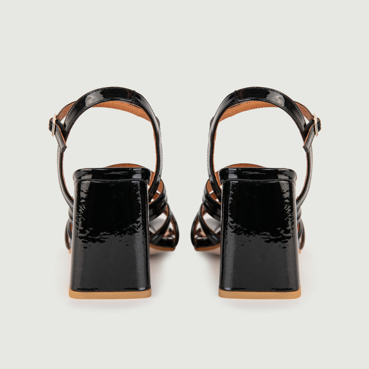SANDALI CON TACCO IN VERNICE NERA 24117/526H NERO ANDREA MORANDO 