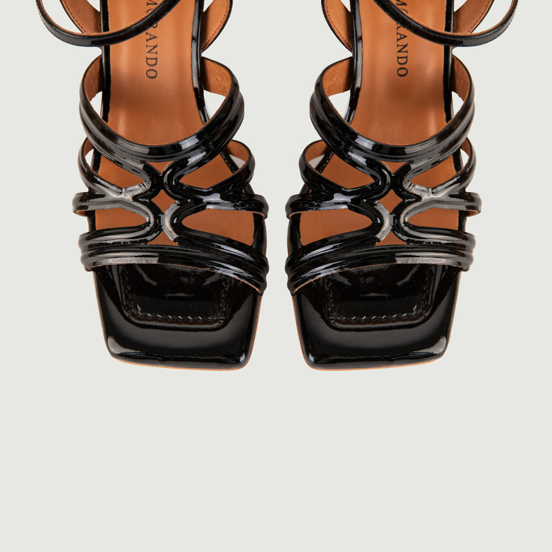 SANDALI CON TACCO IN VERNICE NERA 24117/526H NERO ANDREA MORANDO 