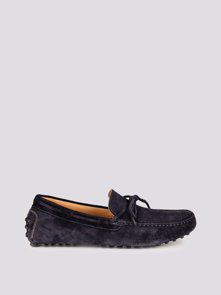 MOCASSINO CON GOMMINI IN CAMOSCIO BLU SCURO SEBRING01 PROFONDO ANDREA MORANDO 