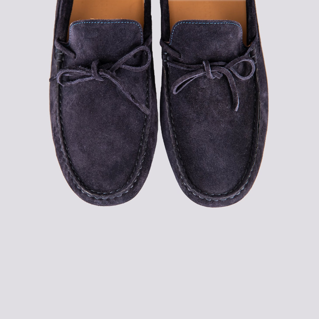 MOCASSINO CON GOMMINI IN CAMOSCIO BLU SCURO SEBRING01 PROFONDO ANDREA MORANDO 