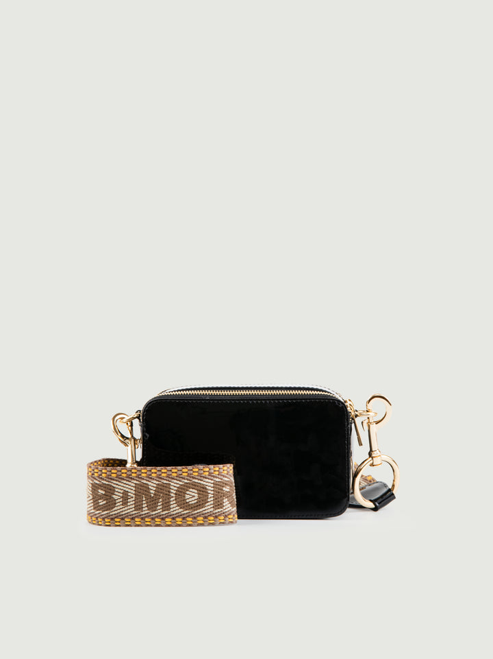 BORSA A TRACOLLA YOURS NERA IN PELLE VERNICE YOURS NERO BIMOR 