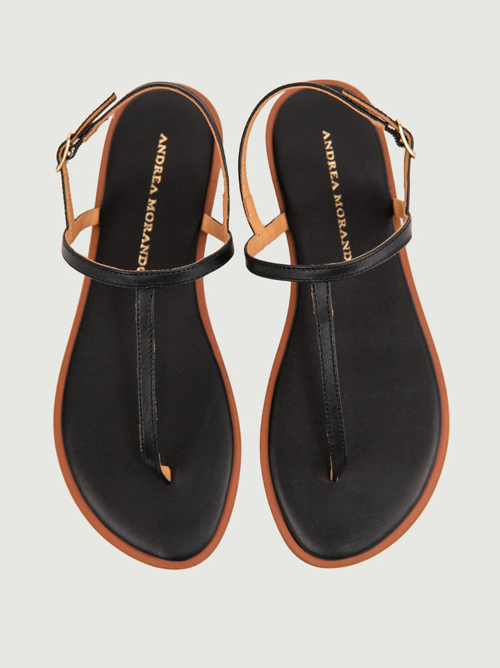 SANDALO INFRADITO IN PELLE NERO 1933C NERO ANDREA MORANDO 