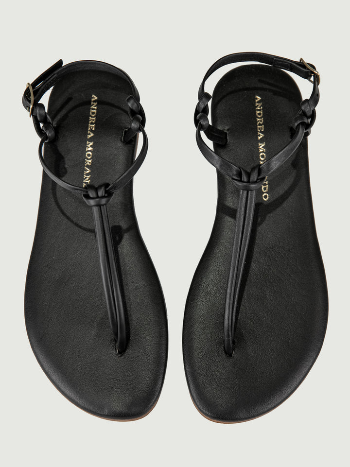 SANDALO INFRADITO CON NODINI IN PELLE NERO 3921 NERO ANDREA MORANDO 
