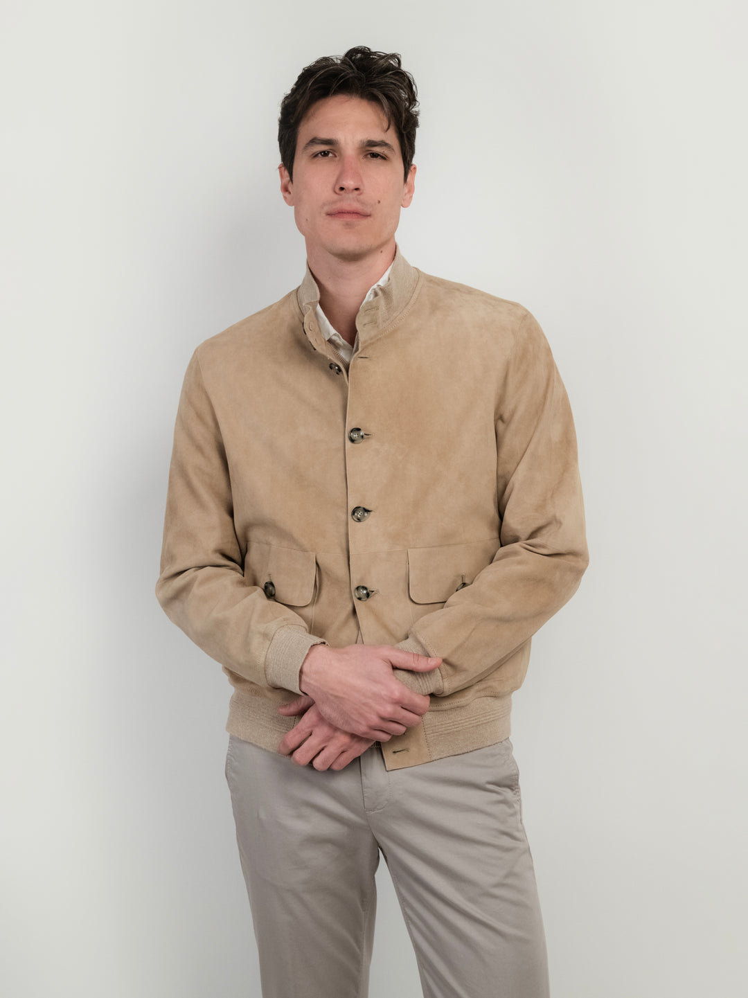 GIUBOTTO IN CAMOSCIO CREMA RIVERSIDE REVERSIDE SEAMLESS 016 JACK LEATHER 