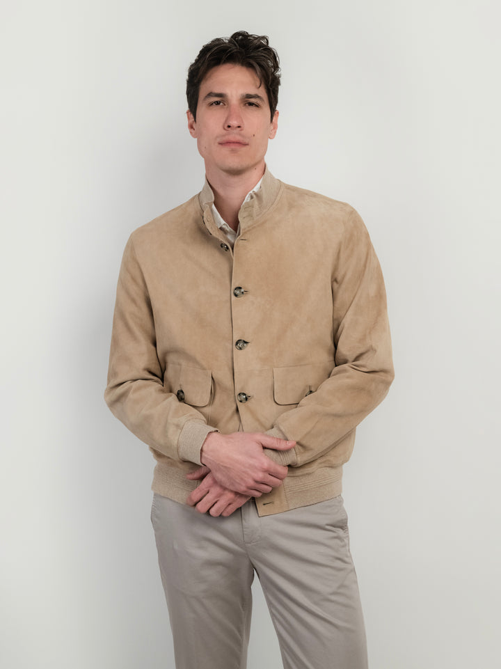 GIUBOTTO IN CAMOSCIO CREMA RIVERSIDE REVERSIDE SEAMLESS 016 JACK LEATHER 