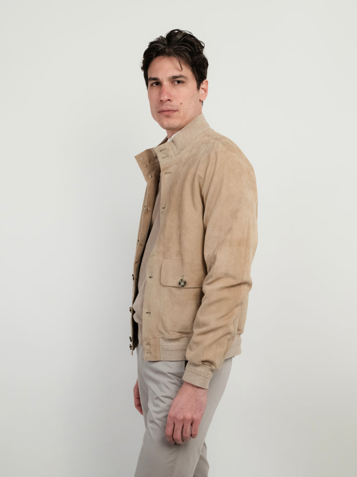 GIUBOTTO IN CAMOSCIO CREMA RIVERSIDE REVERSIDE SEAMLESS 016 JACK LEATHER 
