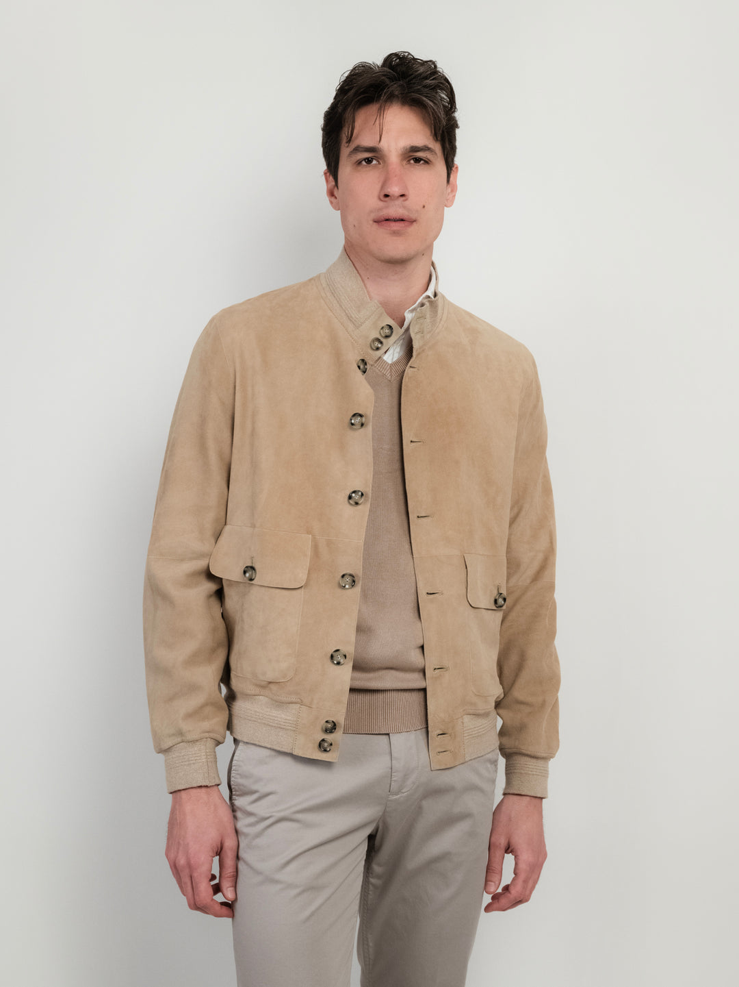 GIUBOTTO IN CAMOSCIO CREMA RIVERSIDE REVERSIDE SEAMLESS 016 JACK LEATHER 