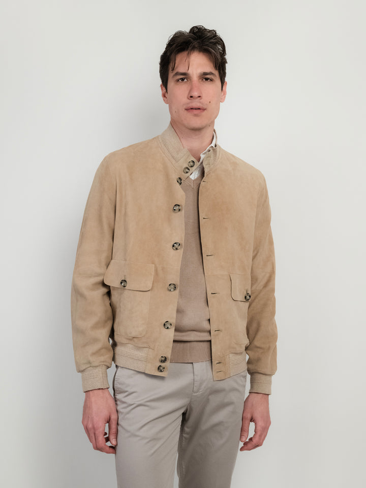 GIUBOTTO IN CAMOSCIO CREMA RIVERSIDE REVERSIDE SEAMLESS 016 JACK LEATHER 