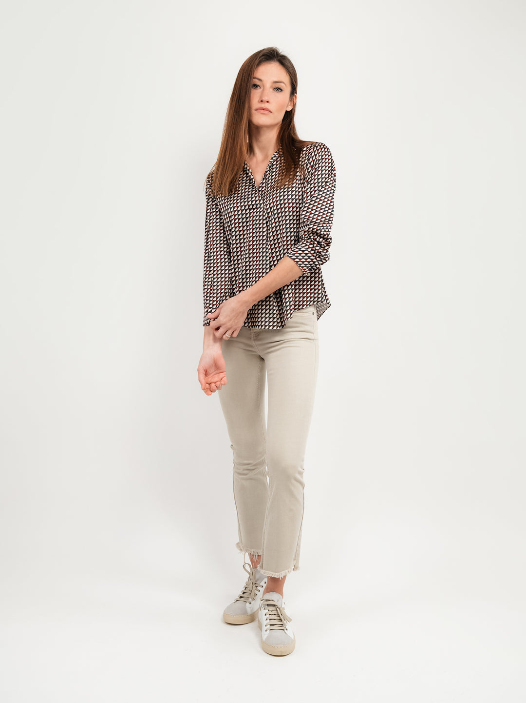 PANTALONE 5 TASCHE SFRANGIATO BEIGE 6826/26 BEIGE ANDREA MORANDO 