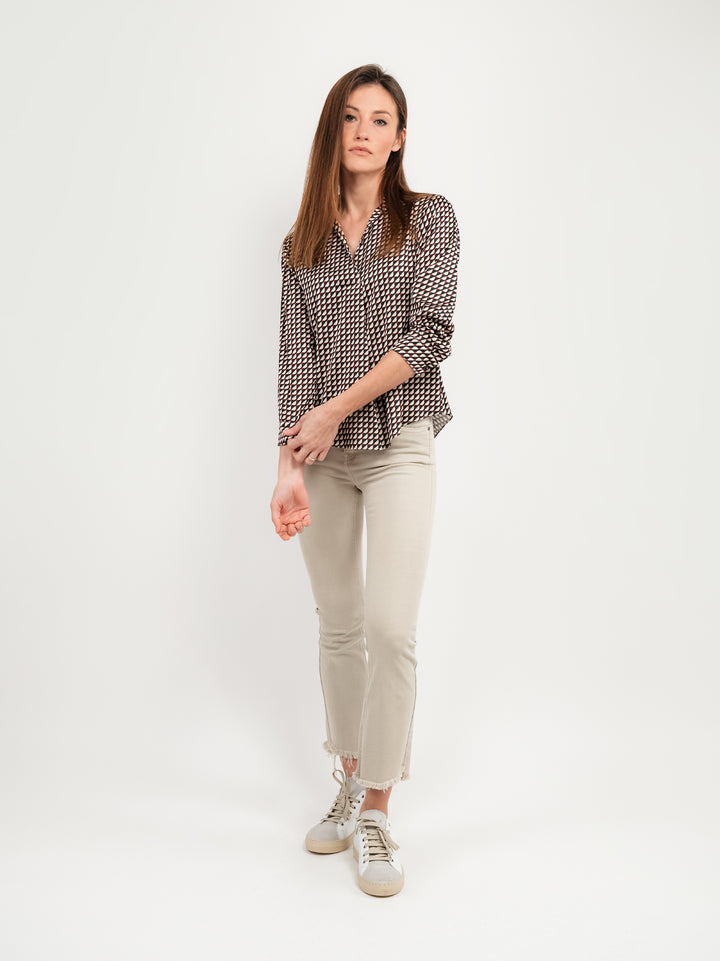 PANTALONE 5 TASCHE SFRANGIATO BEIGE 6826/26 BEIGE ANDREA MORANDO 