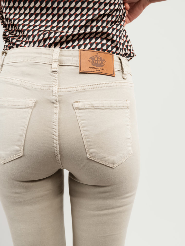 PANTALONE 5 TASCHE SFRANGIATO BEIGE 6826/26 BEIGE ANDREA MORANDO 