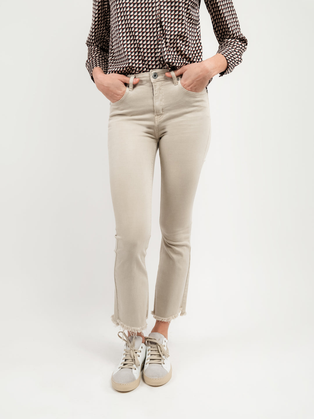 PANTALONE 5 TASCHE SFRANGIATO BEIGE 6826/26 BEIGE ANDREA MORANDO 