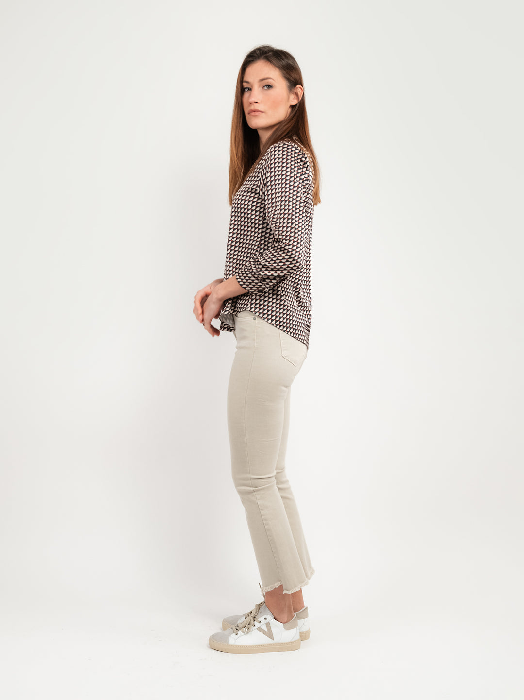 PANTALONE 5 TASCHE SFRANGIATO BEIGE 6826/26 BEIGE ANDREA MORANDO 