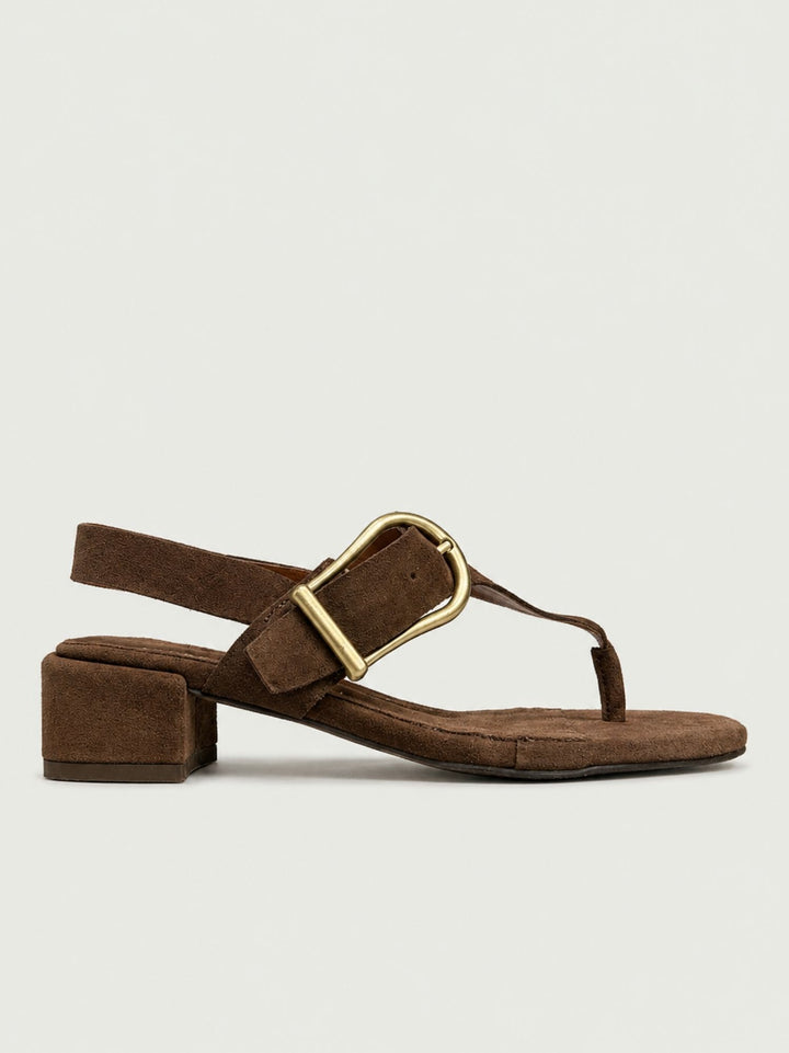 Sandalo infradito in pelle scamosciata cioccolato con fibbia 26052 EXPRESSO ANDREA MORANDO 