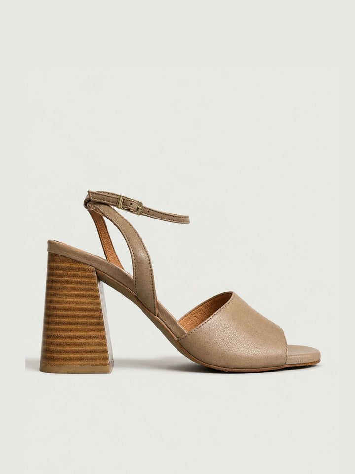 Sandalo con tacco a blocco in pelle scamosciata taupe 26080 TAUPE ANDREA MORANDO 
