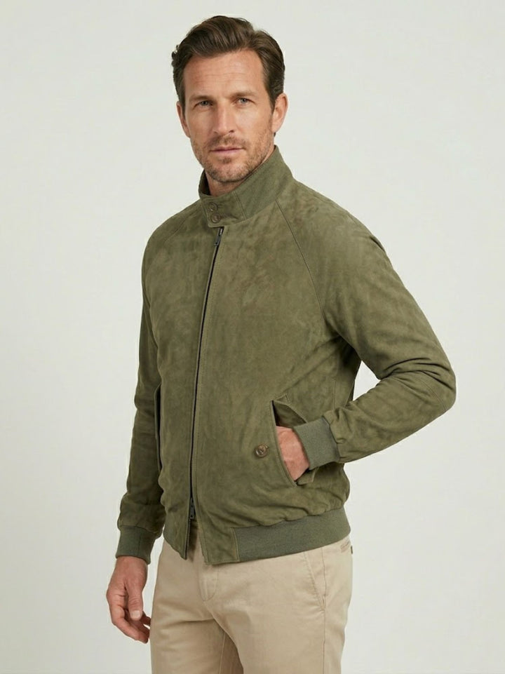 Giacca G9 in pelle scamosciata Light Green BRCPS0939 6014 BARACUTA 