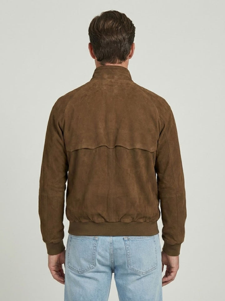 Giacca G9 in pelle scamosciata Dark Olive BRCPS0939 699 BARACUTA 