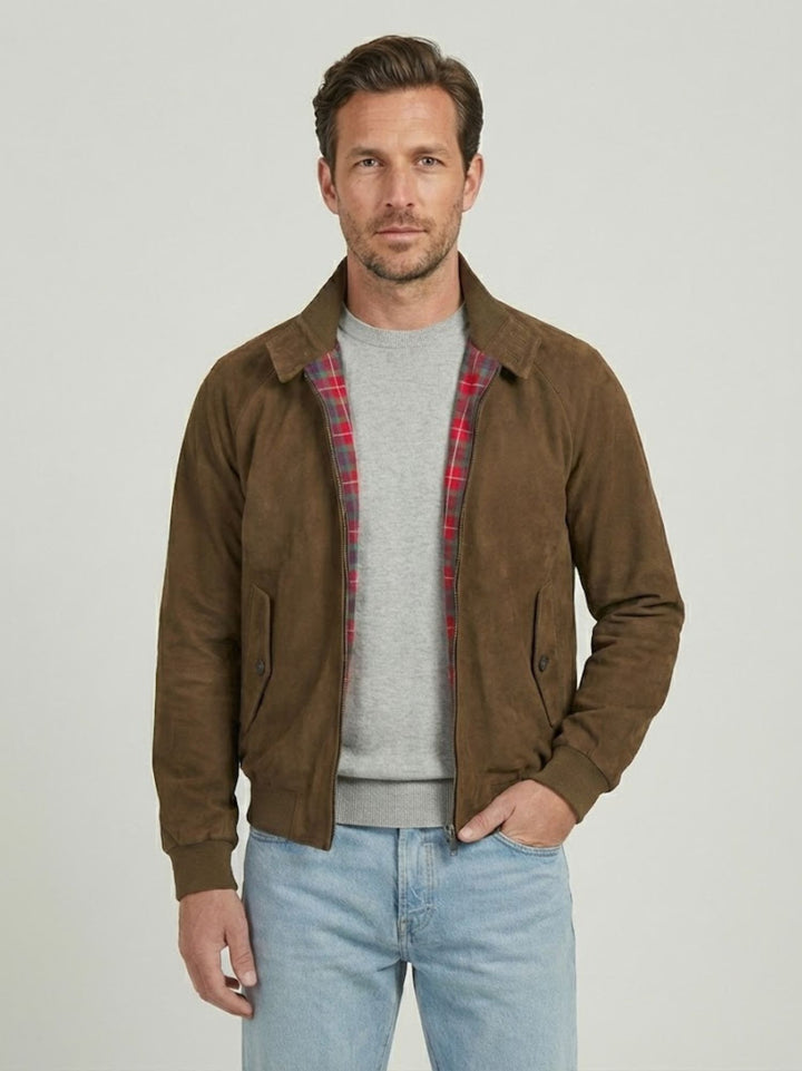 Giacca G9 in pelle scamosciata Dark Olive BRCPS0939 699 BARACUTA 