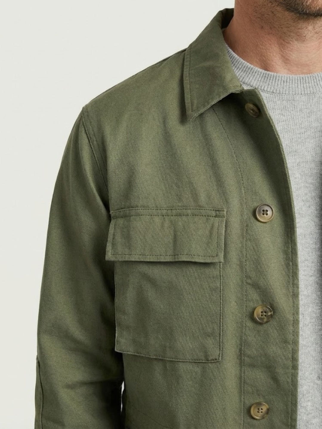 Field Jacket in cotone verde chiaro BRCPS1165 6014 BARACUTA 
