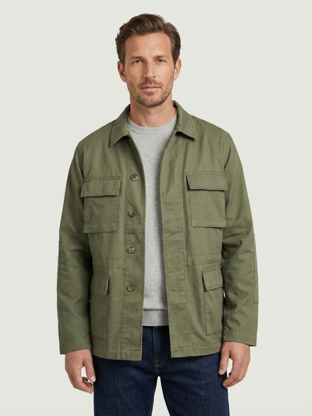 Field Jacket in cotone verde chiaro BRCPS1165 6014 BARACUTA 