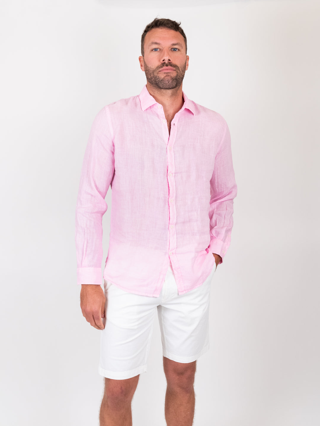 Camicia in lino rosa BU26S18CALINENPD 676 ANDREA MORANDO 