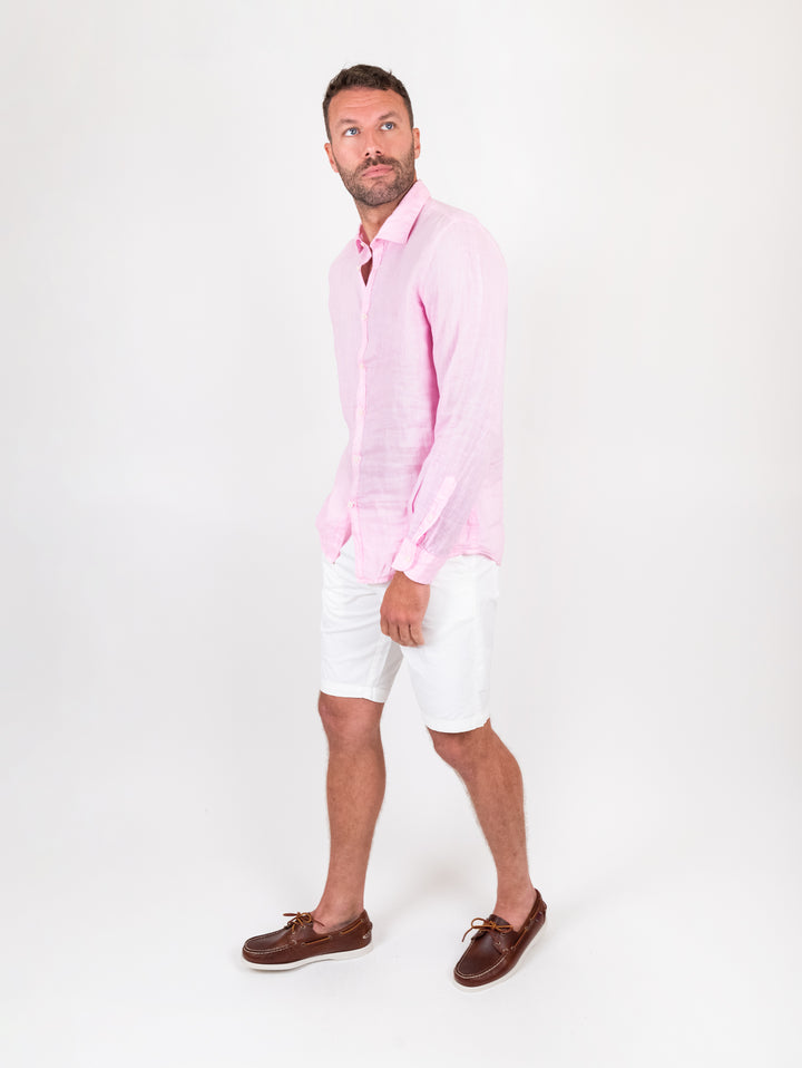 Camicia in lino rosa BU26S18CALINENPD 676 ANDREA MORANDO 