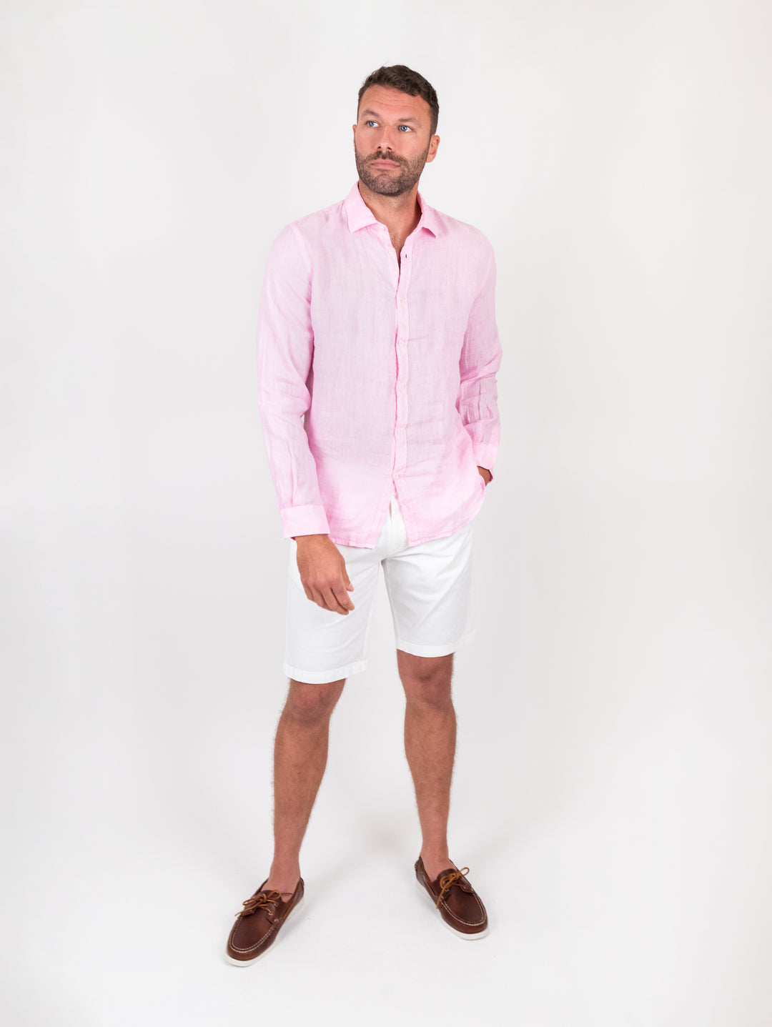 Camicia in lino rosa BU26S18CALINENPD 676 ANDREA MORANDO 