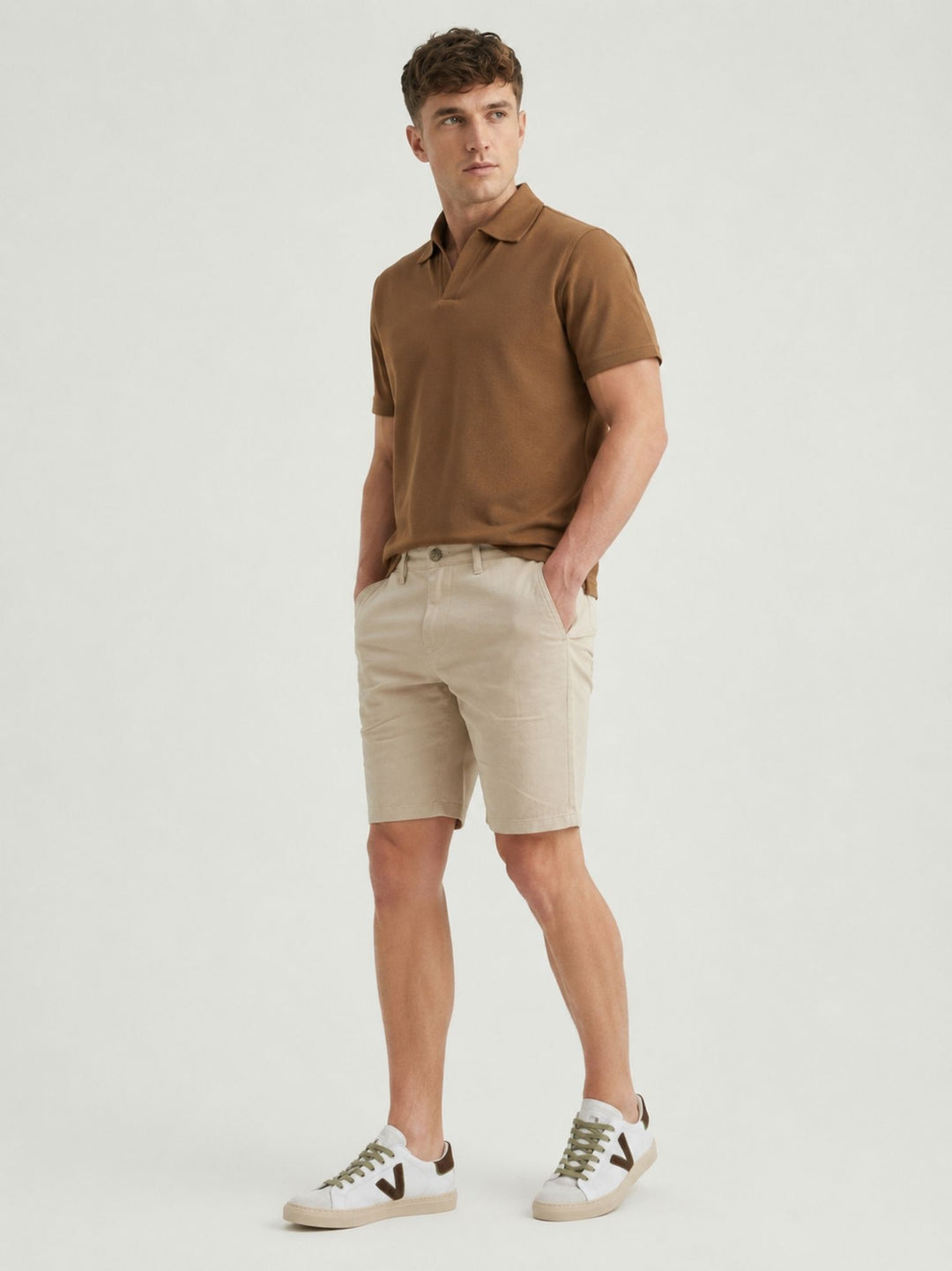Bermuda in cotone piquet beige BU26S29BEPA1576PIQUET 110 ANDREA MORANDO 