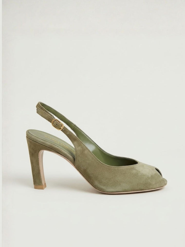 Décolleté spuntata slingback in pelle scamosciata salvia 1482 KAKY ANDREA MORANDO 