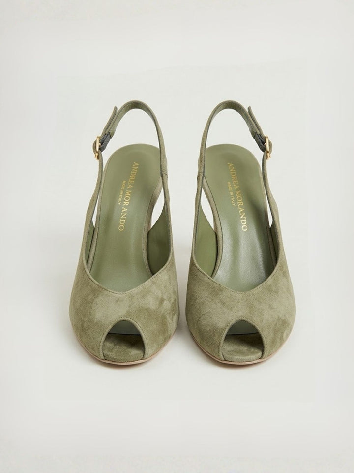 Décolleté spuntata slingback in pelle scamosciata salvia 1482 KAKY ANDREA MORANDO 