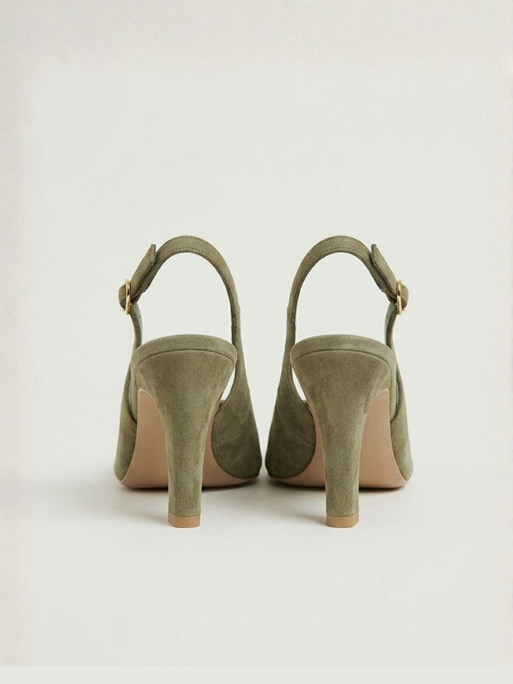 Décolleté spuntata slingback in pelle scamosciata salvia 1482 KAKY ANDREA MORANDO 