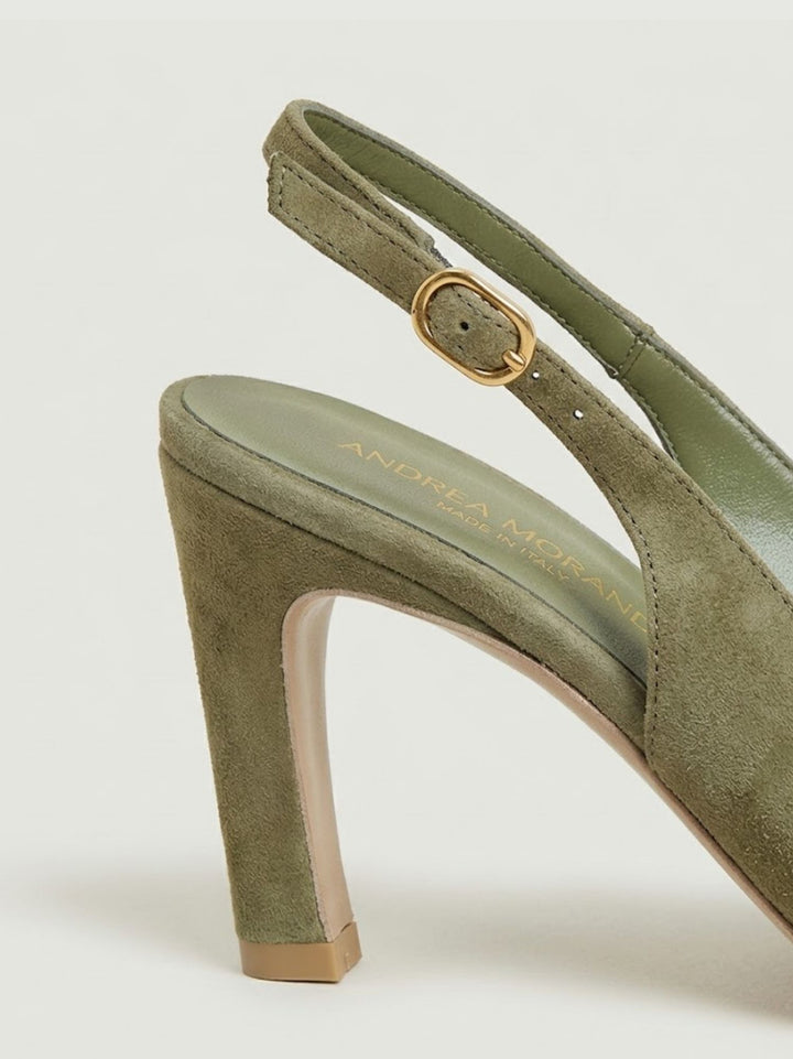 Décolleté spuntata slingback in pelle scamosciata salvia 1482 KAKY ANDREA MORANDO 