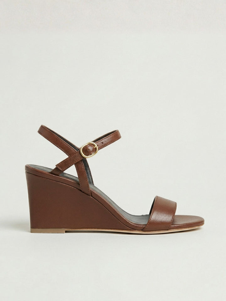 Sandalo con zeppa in pelle cioccolato 1549 CHOCO ANDREA MORANDO 