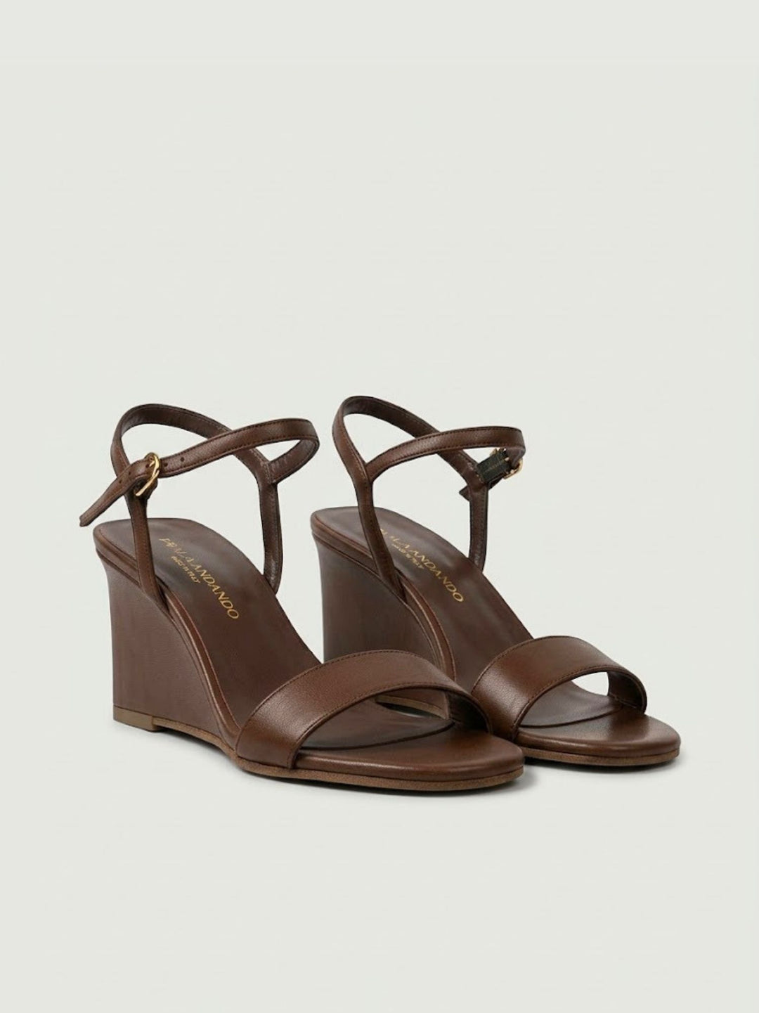 Sandalo con zeppa in pelle cioccolato 1549 CHOCO ANDREA MORANDO 