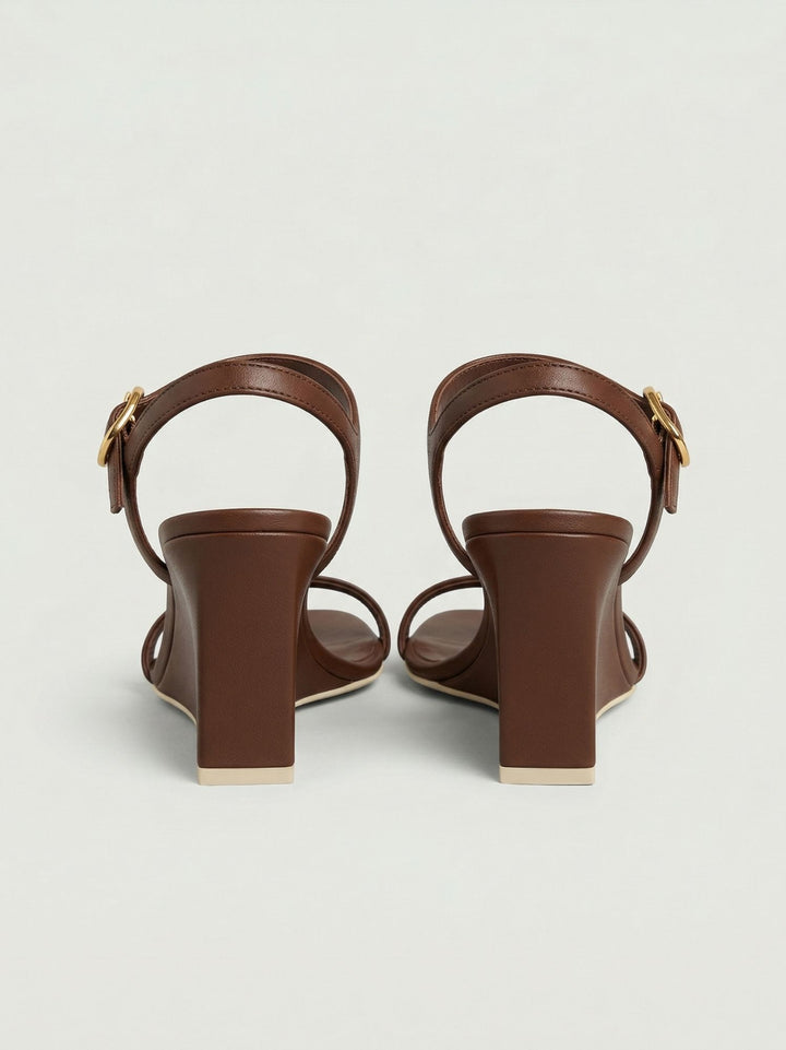Sandalo con zeppa in pelle cioccolato 1549 CHOCO ANDREA MORANDO 
