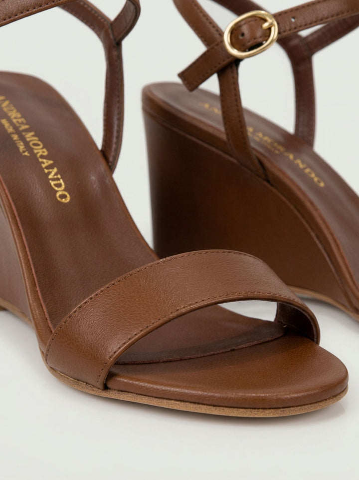 Sandalo con zeppa in pelle cioccolato 1549 CHOCO ANDREA MORANDO 