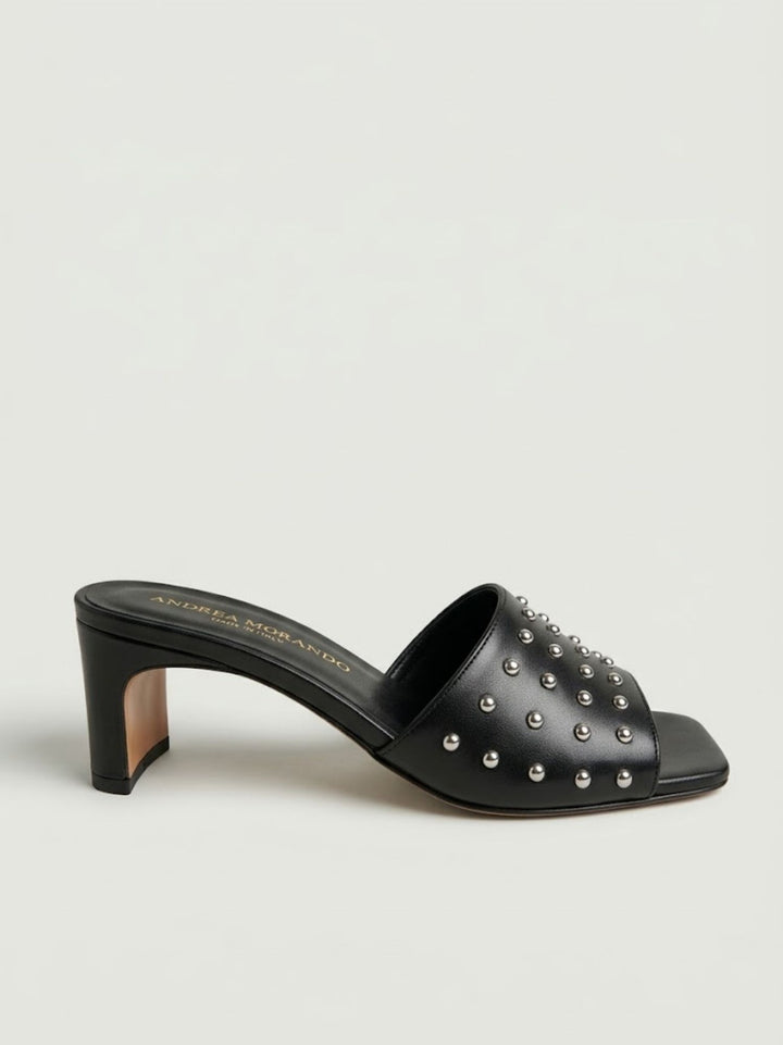 Sandalo mule borchiato in pelle nappa nero 2588 NERO ANDREA MORANDO 