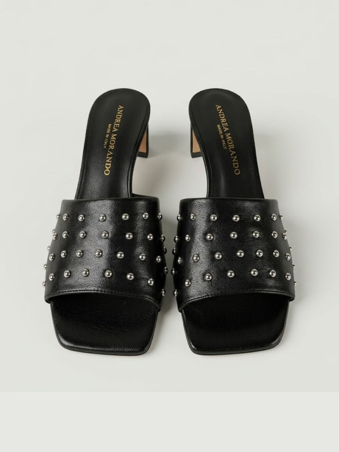 Sandalo mule borchiato in pelle nappa nero 2588 NERO ANDREA MORANDO 