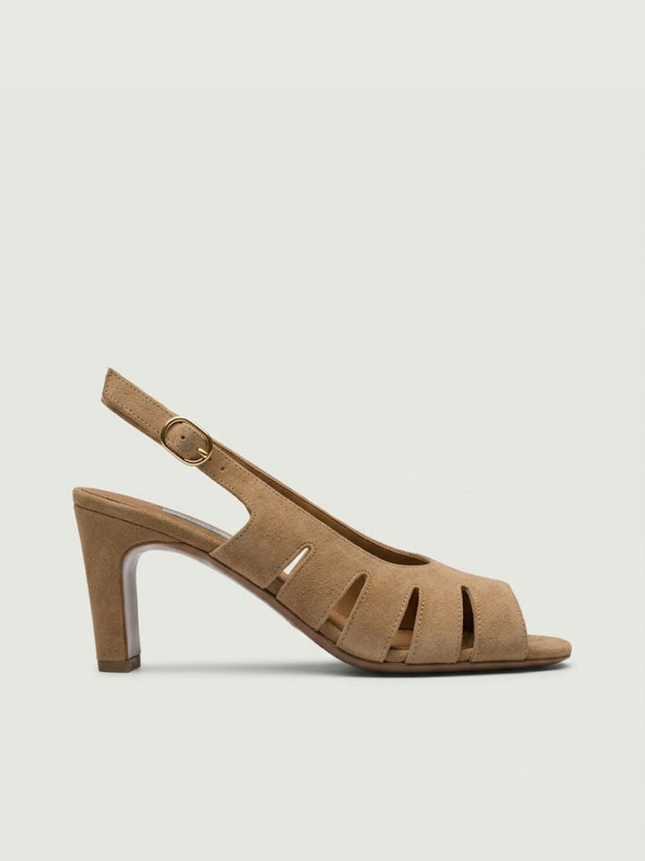 Sandalo slingback in pelle scamosciata cammello 2753 CAMEL ANDREA MORANDO 