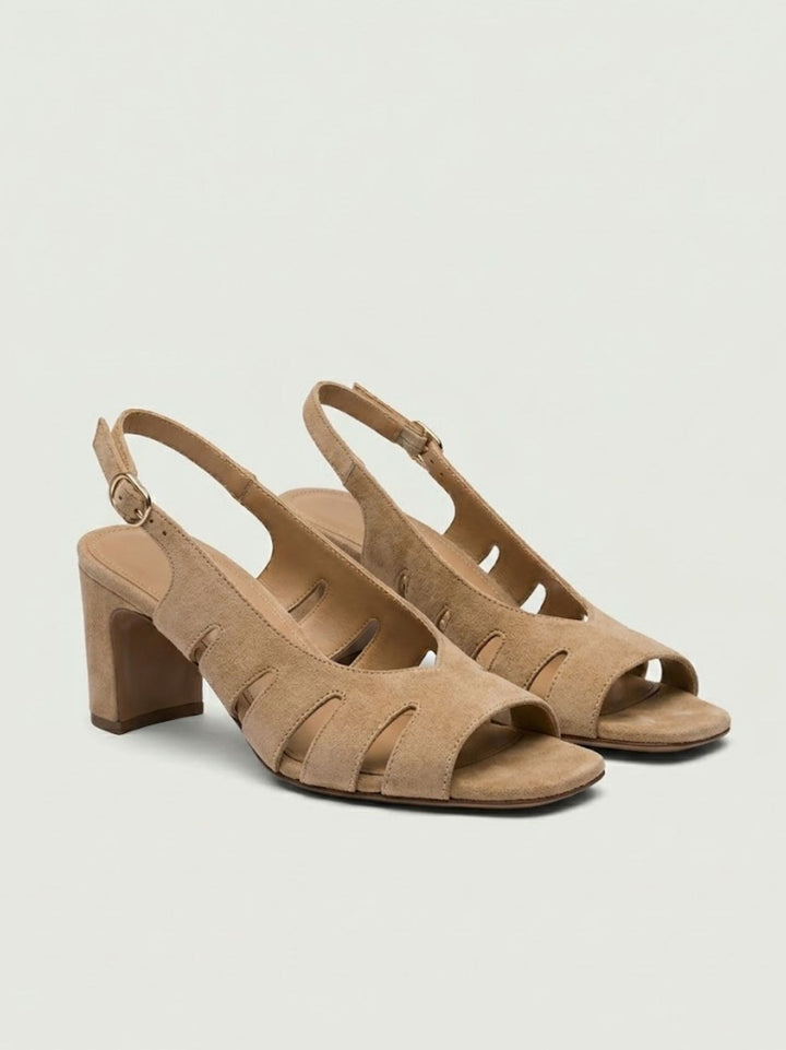 Sandalo slingback in pelle scamosciata cammello 2753 CAMEL ANDREA MORANDO 
