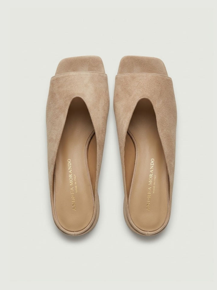 Sandalo mule in pelle scamosciata tortora 2754 CAMEL ANDREA MORANDO 