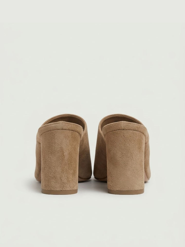 Sandalo mule in pelle scamosciata tortora 2754 CAMEL ANDREA MORANDO 