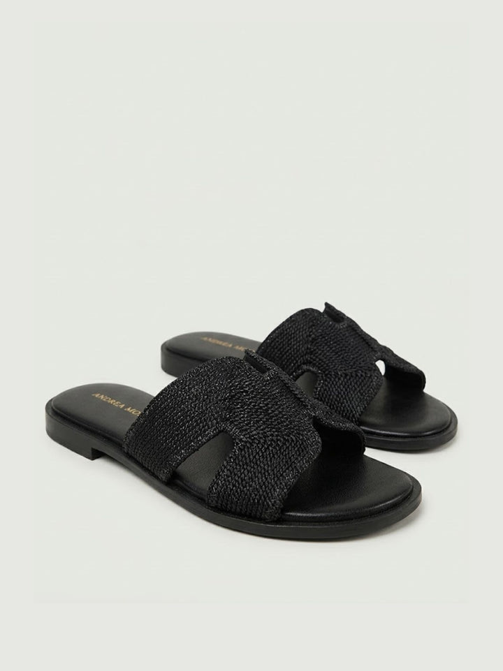 Ciabattina con fascia intrecciata nera 1324 NERO ANDREA MORANDO 