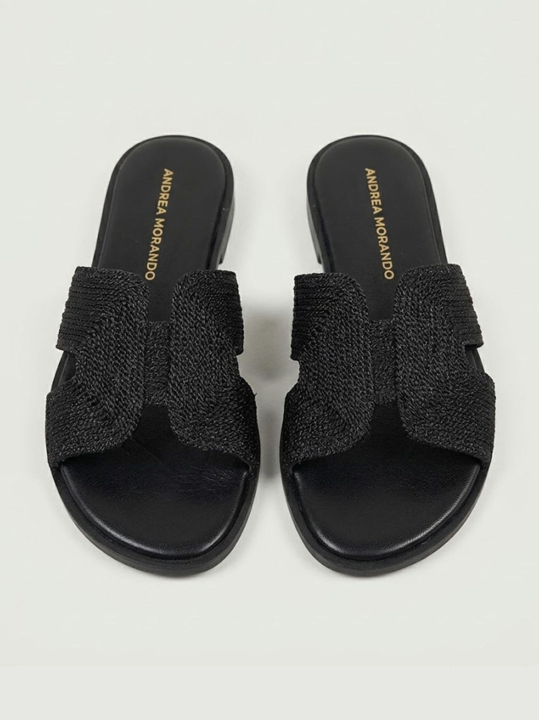 Ciabattina con fascia intrecciata nera 1324 NERO ANDREA MORANDO 