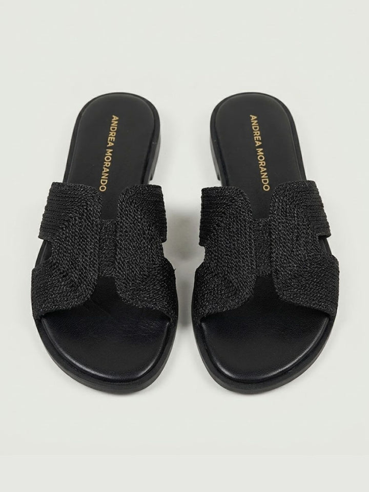 Ciabattina con fascia intrecciata nera 1324 NERO ANDREA MORANDO 